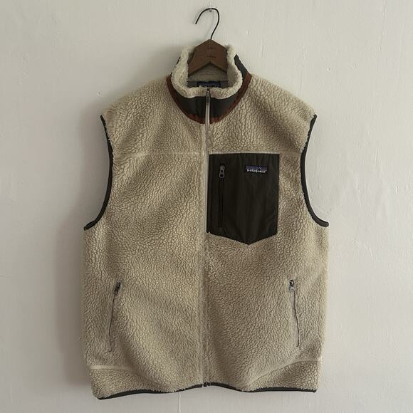 Patagonia Other - Patagonia Retro X Fleece Vest Tan Beige Brown Sherpa Size Large Deep Pile EUC